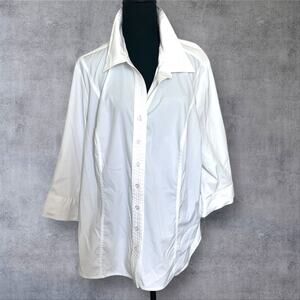 Lane Bryant Womens Plus Size Office Wear Button Up Top White Size 22/24